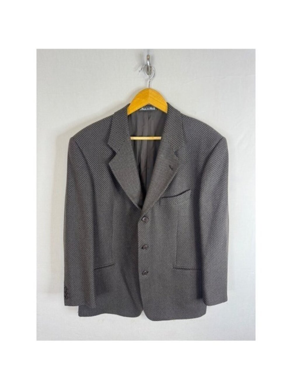 Mani Giorgio Armani Holt Renfrew Wool Blazer Brown Grey Textured Italy 40S Short